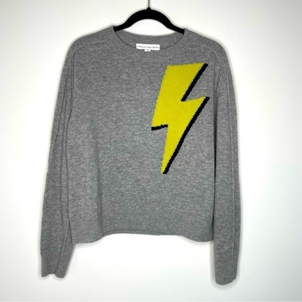 Robert Rodriguez Grey Wool Cashmere Lightning Bolt Grey Sweater M - Picture 2 of 9